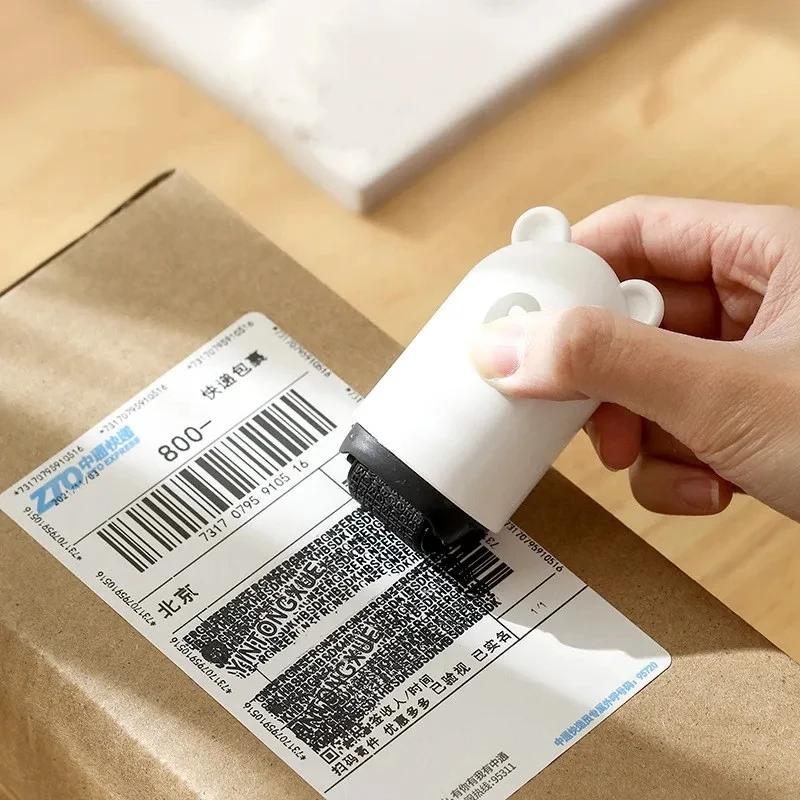 1pc Bear Roller Garbled Secret Seal Express Secret Seal Privacy Coater Anti-leakage Cover Portable Clear Stamp Applicator