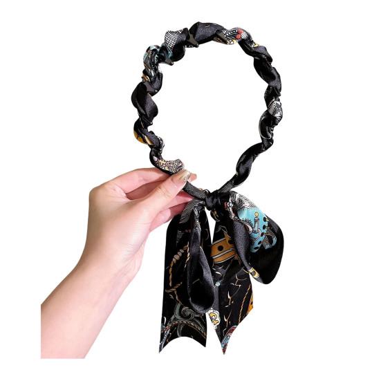 Women Headband Anti-slip Teeth Skull Design Hair Hoop with Ribbon Decor Slimming Effect Headband Hair Accessory