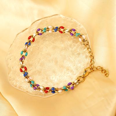 Bracciale Acciaio Inossidabile Colore Epossidico Acciaio di Titanio Catena Fatta a Mano Gioielli Cristallo Bianco Geometria