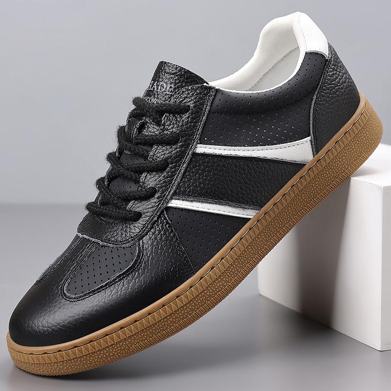 

Men s Casual White Breathable Cowhide Leather Board Shoes 46