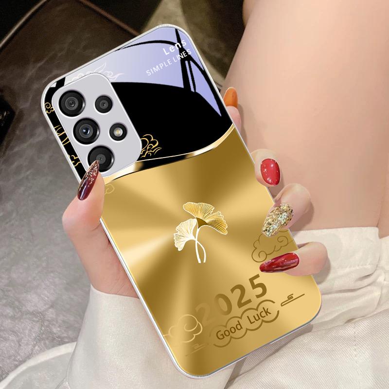 Radiant Ginkgo Leaves For Samsung Galaxy S10 4G S20 11E 30 S21 22 S24 Fe Pro S23 S25 Ultra 5G S9 Tempered Glass Phone Case