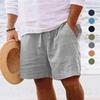 Sommer Neue einfarbige Shorts aus Baumwolle und Hanf für Herren, elastische Taille, Shorts mit weitem Bein, schlanke, lässige Hose mit geradem Bein