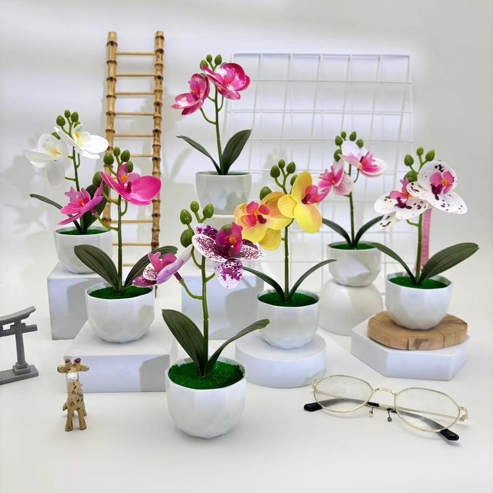 Phalaenopsis Artificial Pot Flower Bonsai For Event Decoration Prop And Home