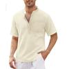 Men's Cotton Casual Pocket Short Sleeve Beach T-Shirt Men's