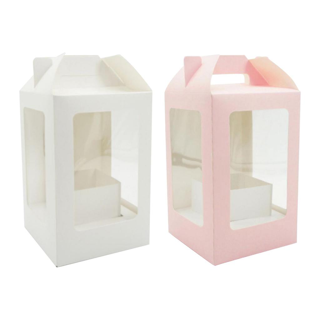 Floral Packaging Boxes Wedding Clear Window Shop with Handle Portable Flower Box Packaging Wrapping Gift Bag Party Favor Boxes