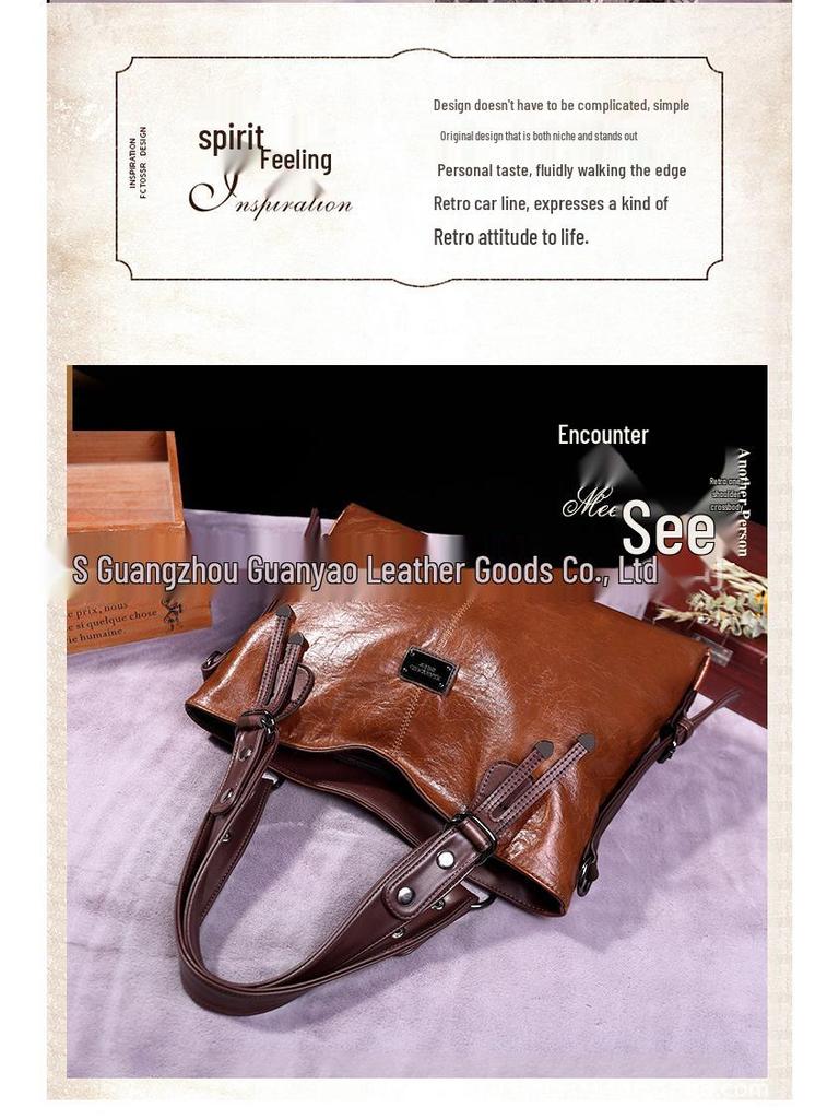 Xidi Paul 2024 Retro Fashion Women's Large Capacity Soft Leather Shoulder & Crossbody Tote Bag