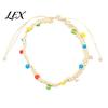 Handmade Woven Rope Wristbands Braided Bracelet for Women, Bohemian Wrist Casual Minimalist Hand with Colorful Rice Beads, Adjustable Knot Cord