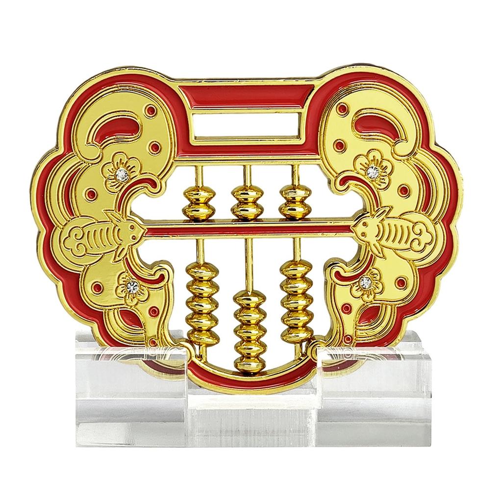 YISHUI Feng Shui Lock Wealth Luck Plaque with Protection Lucky Home Stand, Padlock, Amulet, Charm, Item, Decor, 7.5x5cm