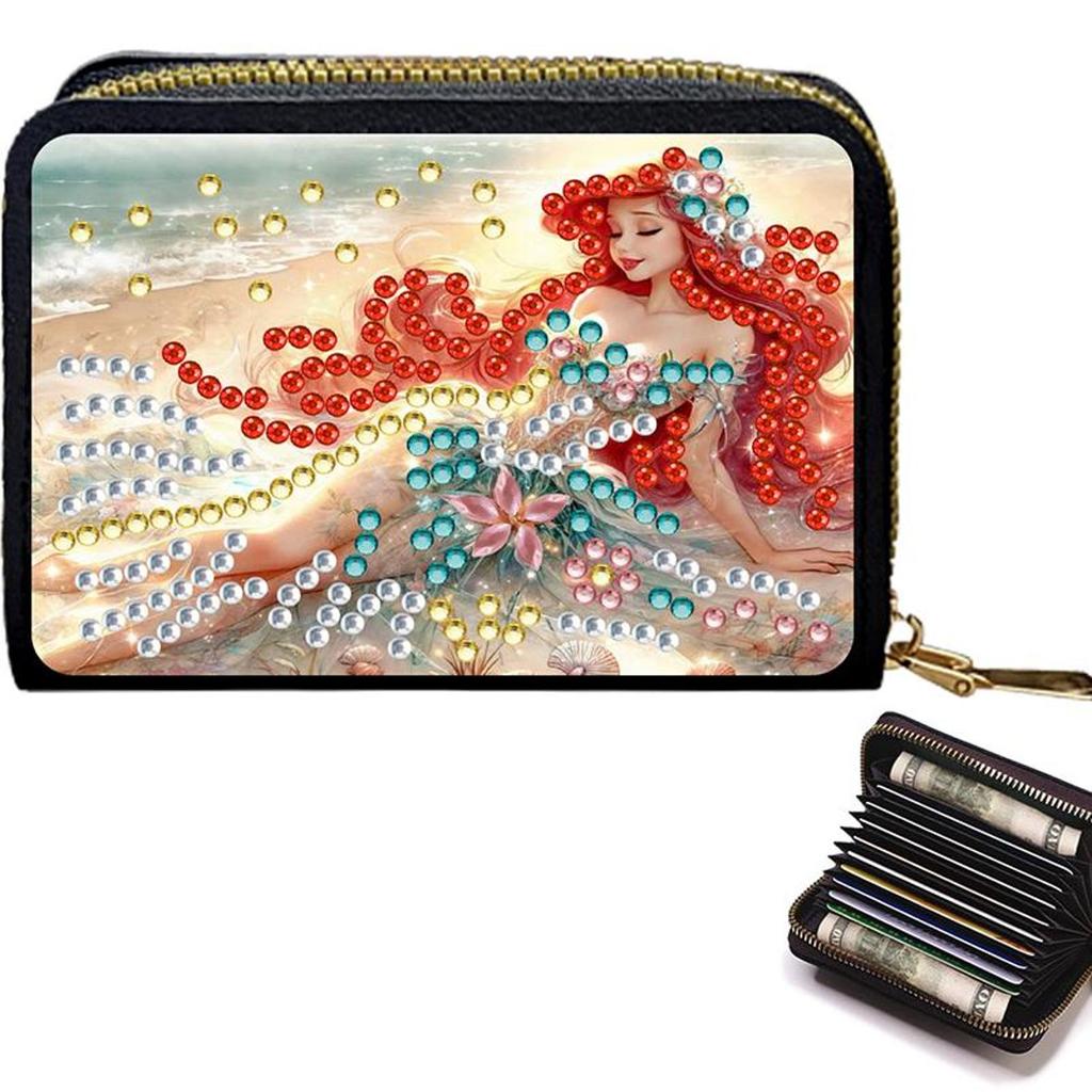 5D Diamond Painting Art Portable Card Bag Zipper Closure Diamond Painting Fashion Card Holder Coin Purse