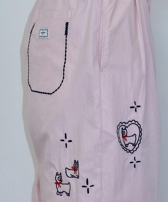 RONRON Point Embroidered Banding Pants Soft Pink