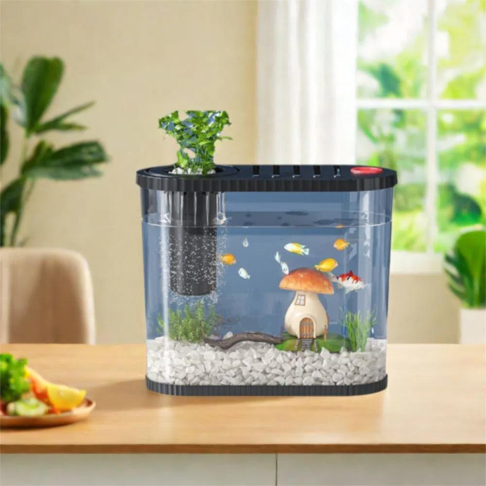 Transparent Plastic Fish Tank Space-Saving Clear Table Fish Bowl Tabletop Fish Bowl  Plant Growing