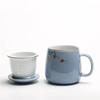 Tazza da tè con filtro in ceramica Coppia di bicchieri semplici e di grande capacità Tazza da caffè per la casa con coperchio Tazza per la separazione del tè da ufficio in porcellana