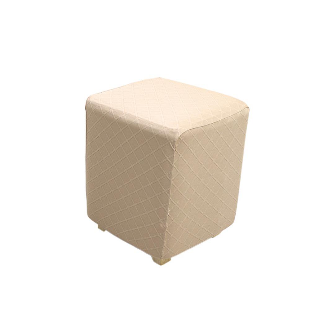 Elastic Jacquard Ottoman Cover Solid Color Footstool Case Durable Pouf Stool Cover  Home Decor