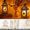 2Pcs Vintage Candle Holder White Lantern 9.5" High Metal Candle Lantern Hanging Lantern for Wedding Parties Home Decor