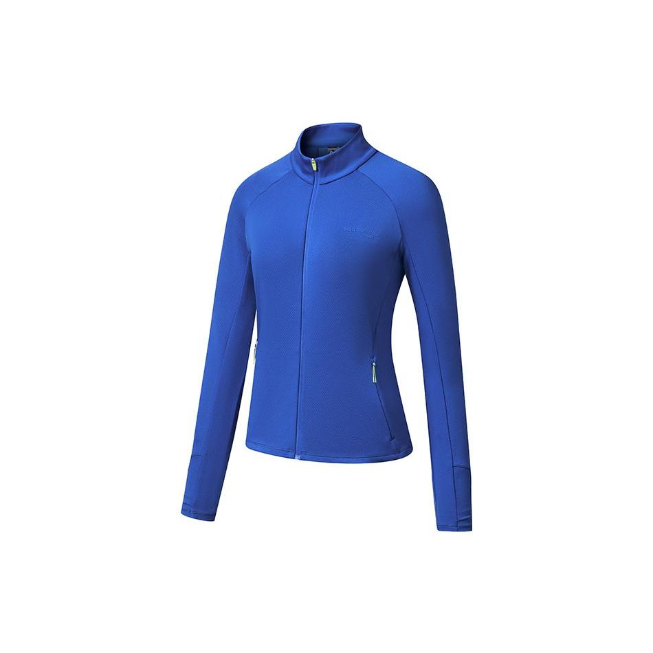SAUCONY Solid Color Casual Stand Collar Breathable Long Sleeve Knit Top Women Tops Bright-Blue SC1230135A-BL02