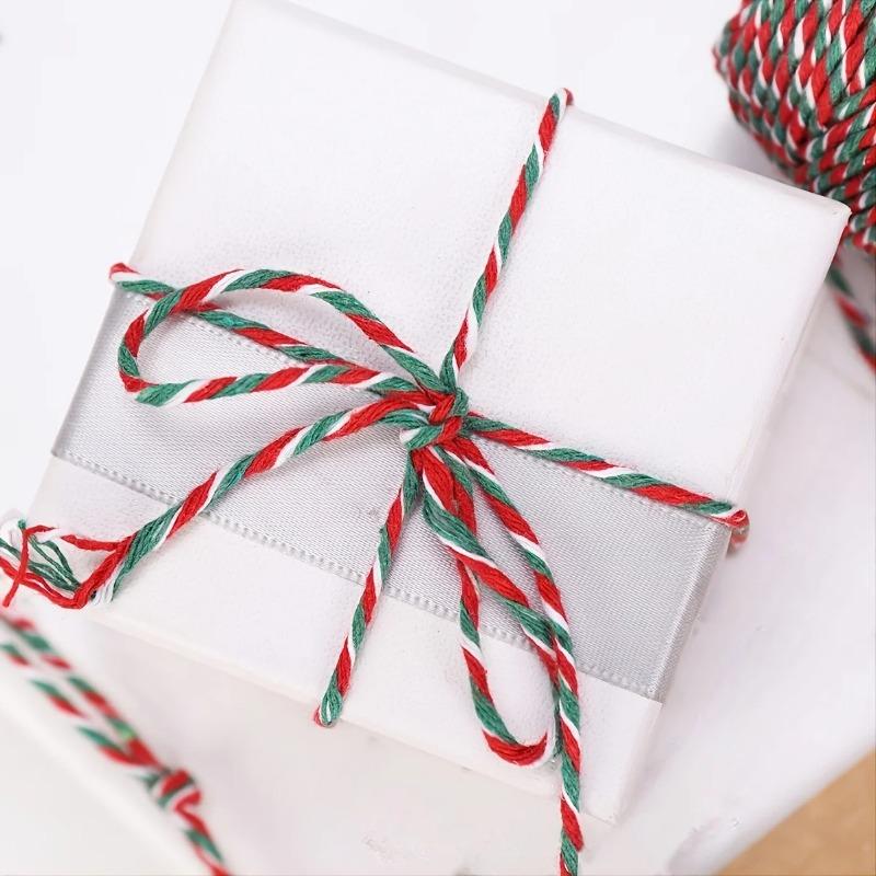 100M/Roll Red Green and White  Colorful Cotton Rope for Home Decoration Handmade Christmas DIY Gift Wrap Packaging Material