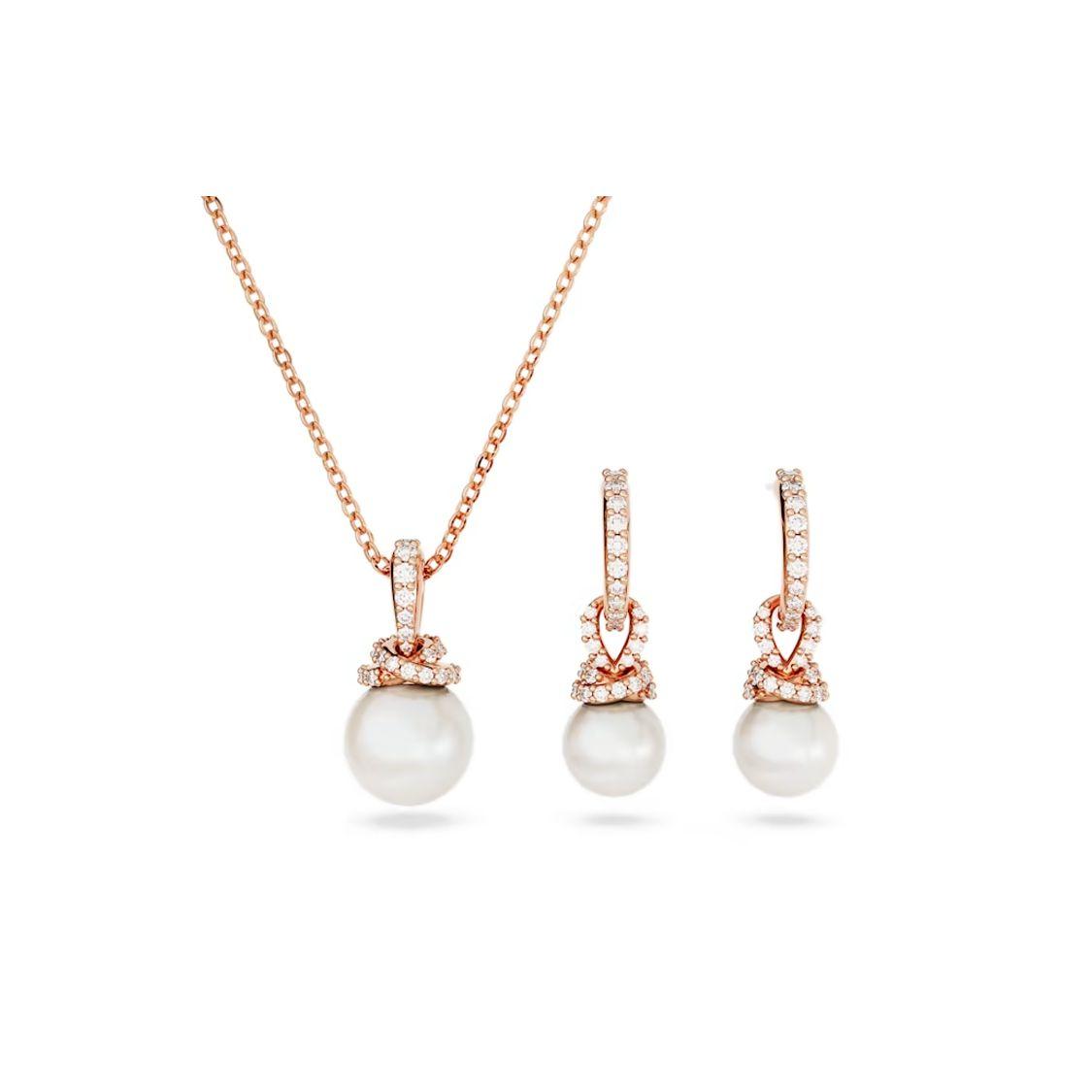 Swarovski Originally Pearl Pendant Design Imitation Crystal Necklace Women necklace Rose-Gold 5672835 Box (Random Color)
