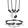 Zwei verstellbare Yin-Yang-Muster Armbänder und Halsketten Set, Anhänger, Partner-Stil.