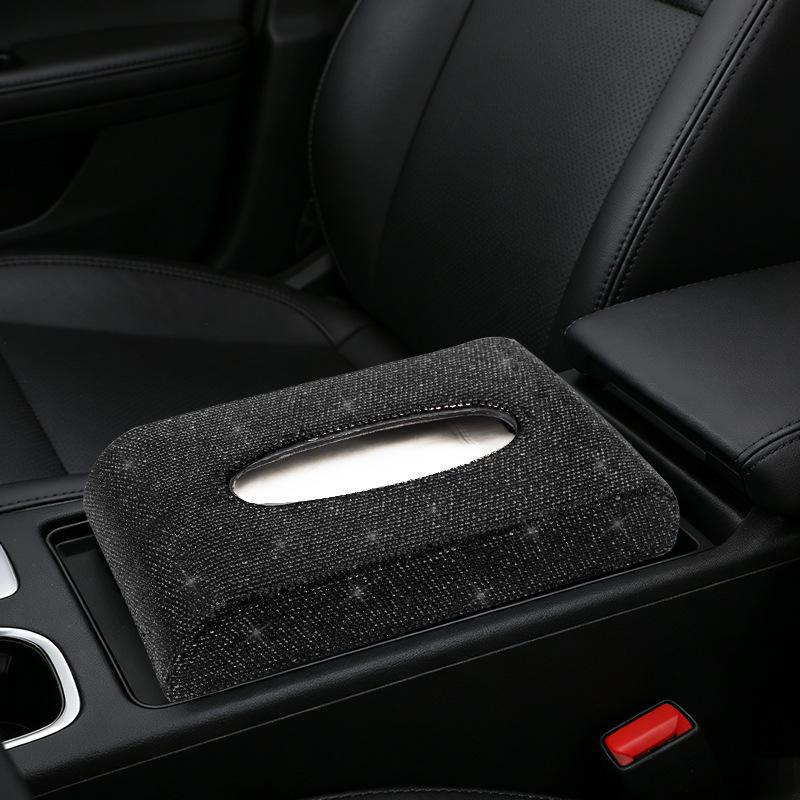 Car Tissue Box Diamond Bling Women's Interior Accessories Auto Napkin Holder Portable Space Saving Tissue Dispenser Interior