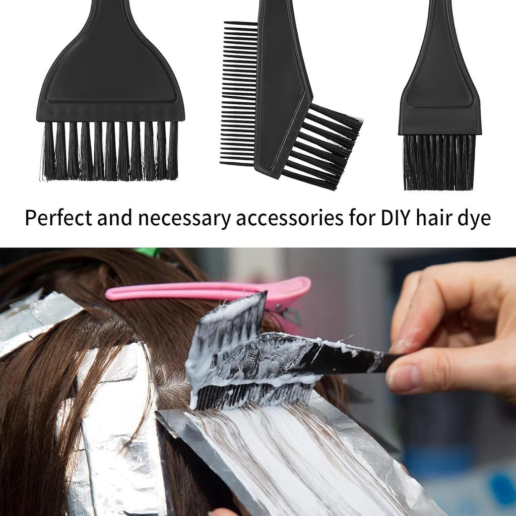 3 Pcs Hair Coloring Brushes, Hair Dye Brushes Tool Set, Double-sided Combs Brushe Set for DIY Hairs Coloring Dyeing Salon Brushe - Black