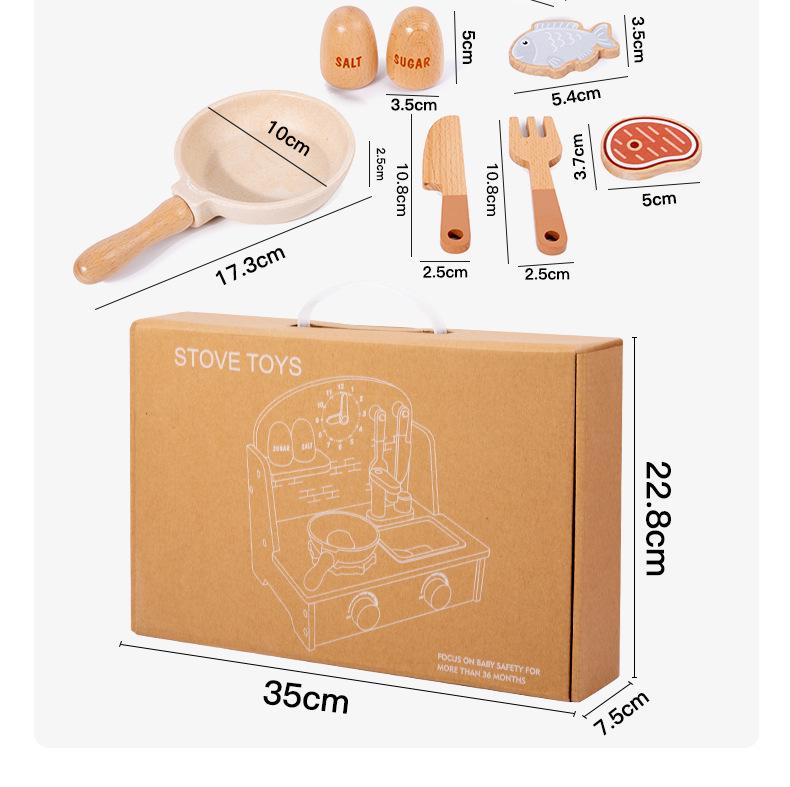 Holz Spielküchenherd & Kochgeschirr Set