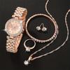 5-Piece Women's Quartz Watch Set with Versatile Steel Bands & Diamond Butterfly Design