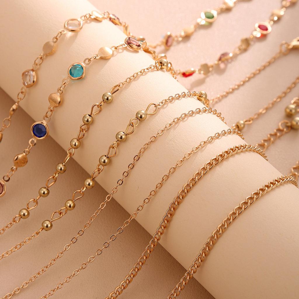 Popular multi-layer cross necklace women's color zircon collarbone chain wind exquisite jewelry