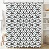 Modern Style Black White Blue Geometric Pattern Waterproof Shower Curtain Decoration for Bathroom 72x39inches