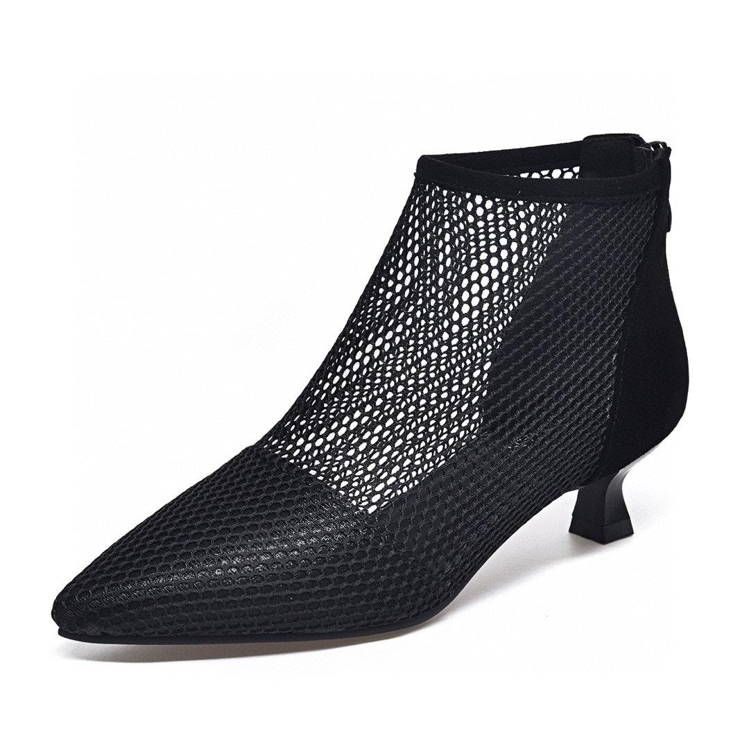 

Женские туфли на высоком каблуке весенние новые тонкие каблуки с острым носком сетчатые римские сапоги сетчатые сапоги дышащие маленькие сапоги одинарная обувь 40 чёрный