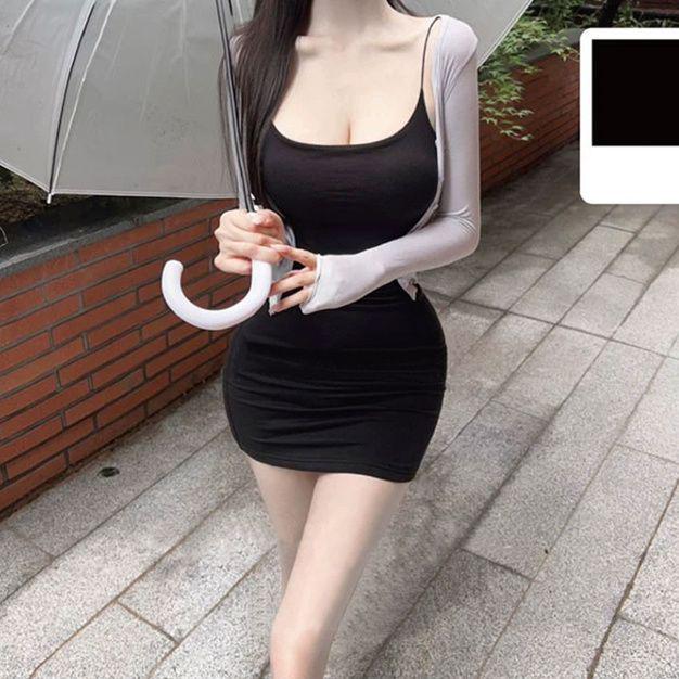 Korean Autumn 2025 Slimming Waist Sleeveless High-Waist Camisole Dress with Big Collar