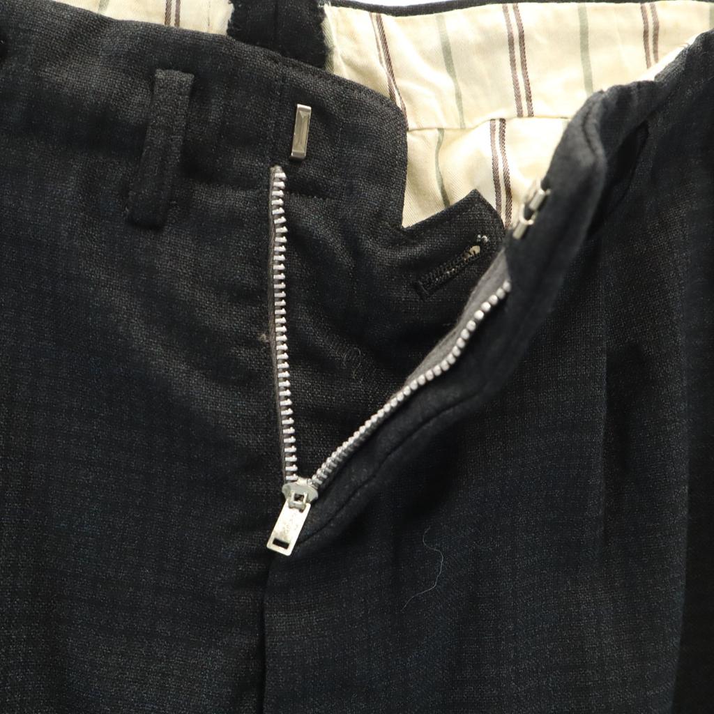 70s Vintage Glen Check Pattern Tack Slacks Pants Dark Gray Men's Used