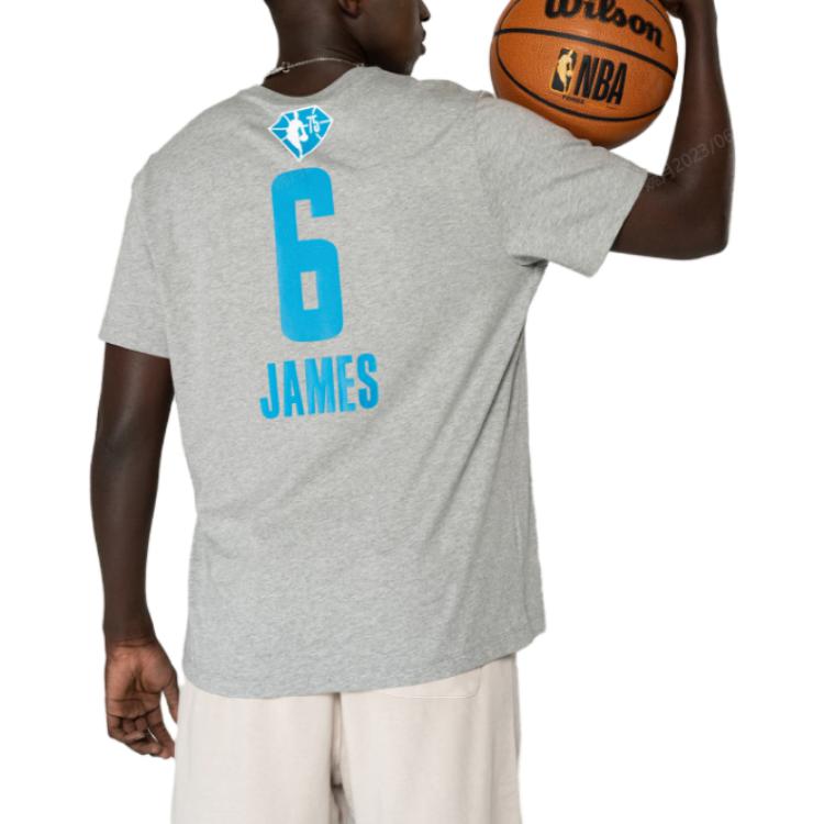 Nike James All-Star Letter Print Crew Neck Casual Loose Short Sleeve T-Shirt Men T-Shirt Gray NKAPSP22TE11946NBA