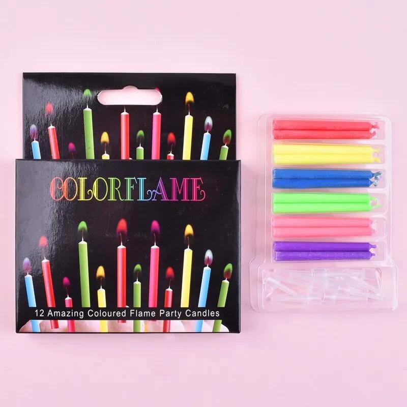 Multicoloured Colourful Flame Candles, 5/12 Pack, Suitable for Birthday Cakes, Birthday Party and Wedding Decorations
