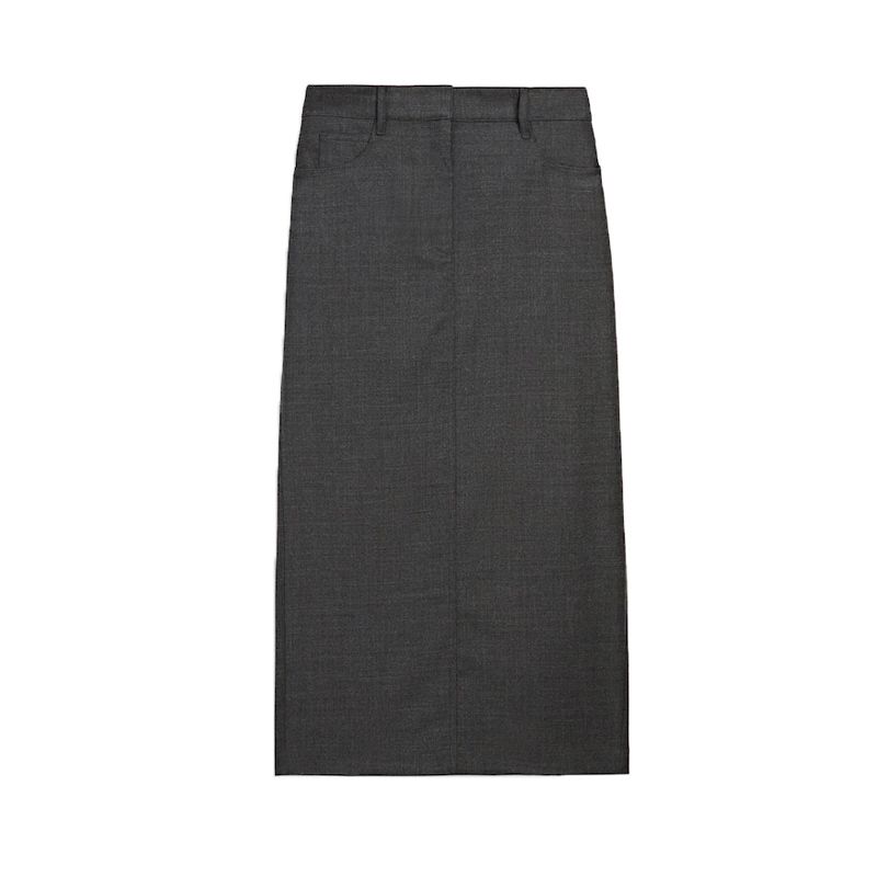 

MD Spring New Arrival Women s Clothing Fashion Style Elegant Commute Style Gray Blended Midi Skirt 5267735 Grey L