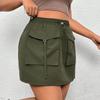 Mini jupe cargo décontractée pour femme, couleur unie, jupe courte Y2K, moulante avec poches à rabat, taille haute, jupe de banlieue mode