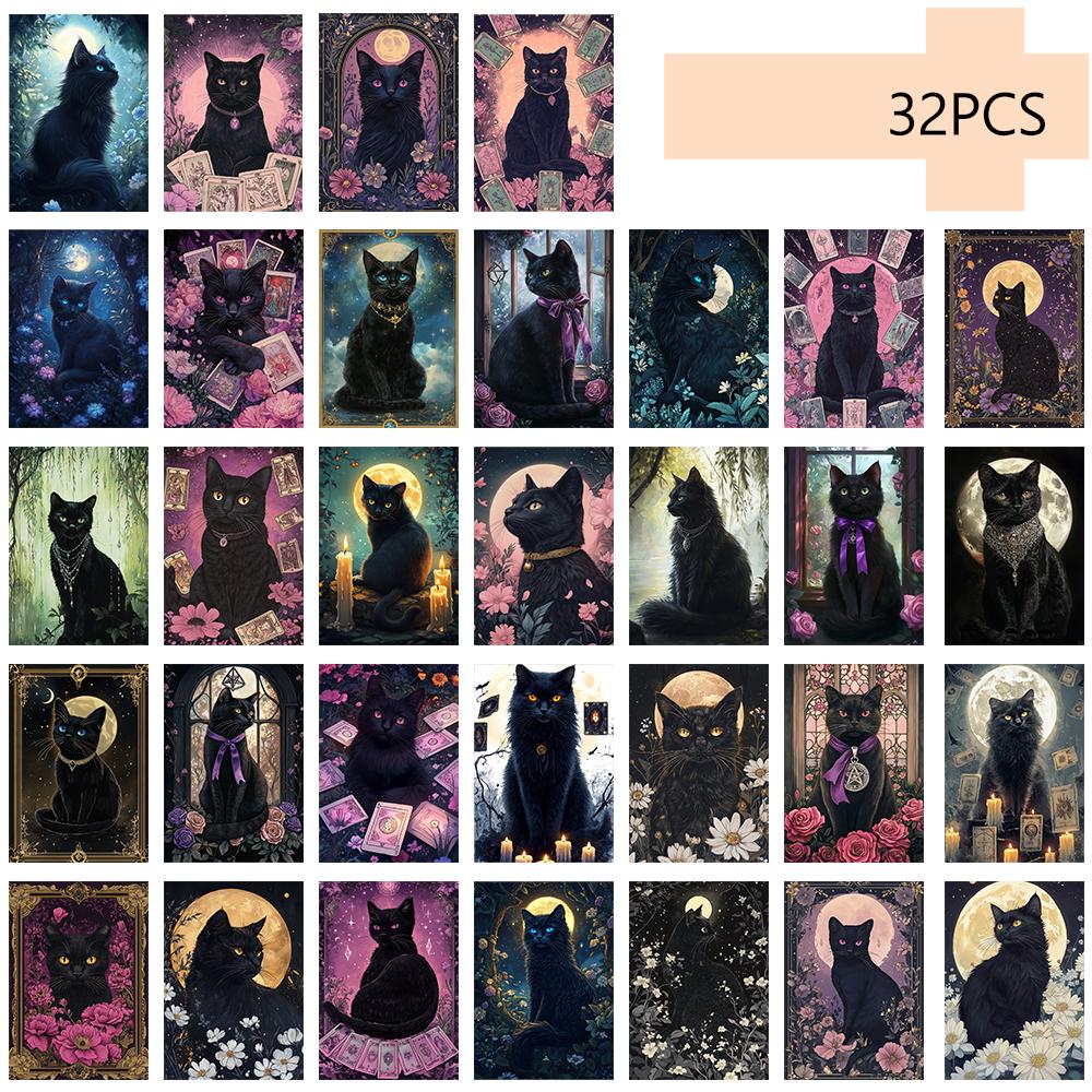 

32 шт., набор готических открыток с черным котом, подарки на день рождения/юбилей, предметы коллекционирования, подходит для дарения и отправки по почте.