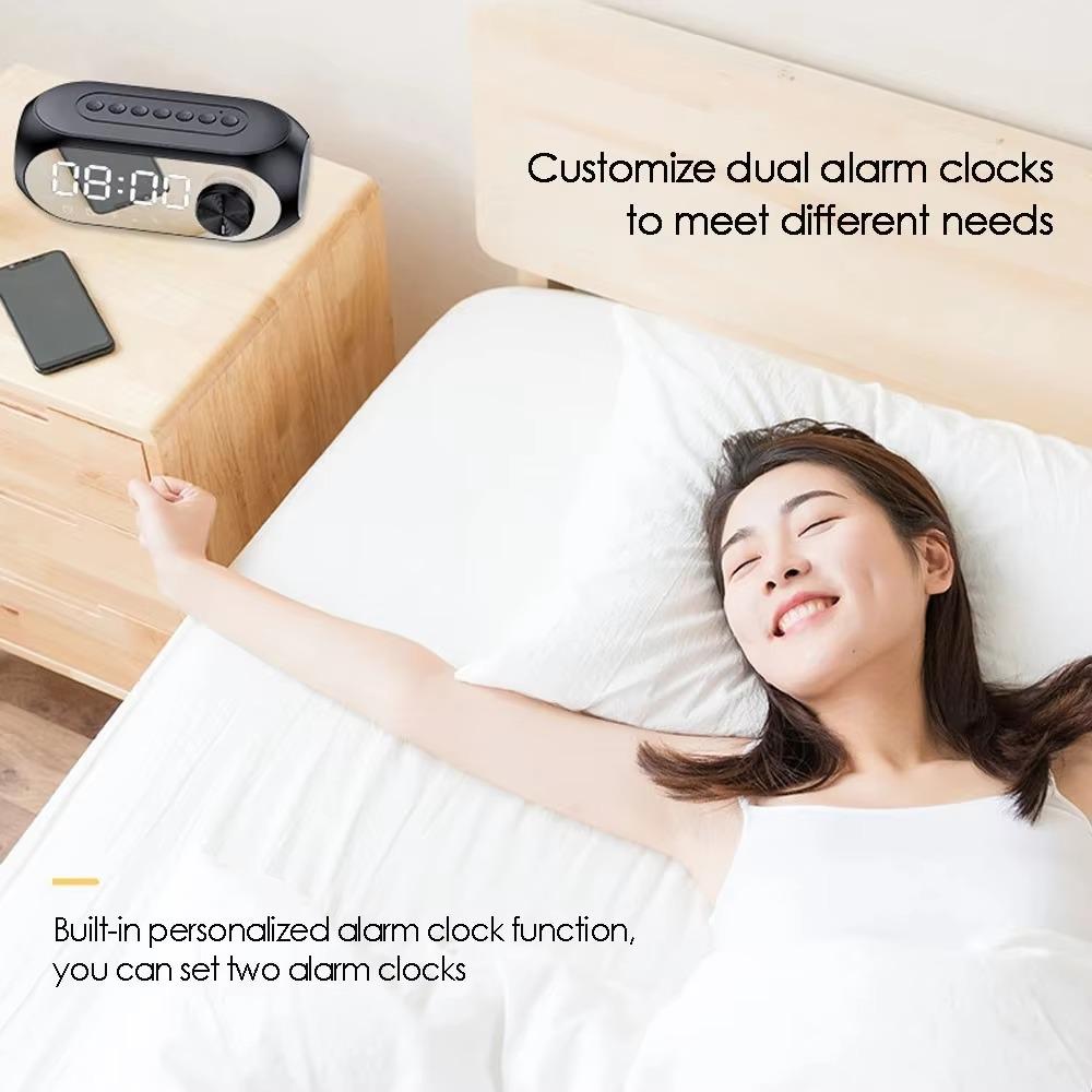 FM Radio Alarm Clock Radio With LED Light 360° Surround Sound Bluetooth Speakers loud Volume Multifunctional