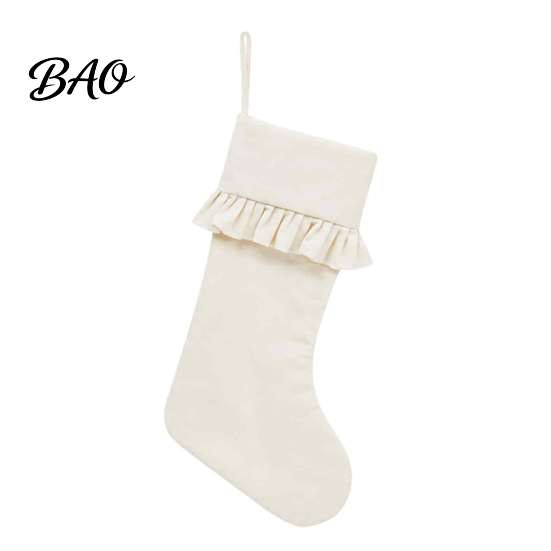 Festive Fireplace Mantle Decor Large Ruffled Cuff Christmas Stockings, Thick Xmas Gift Sack with Hanging Small Candy Pouches for Rope, Present