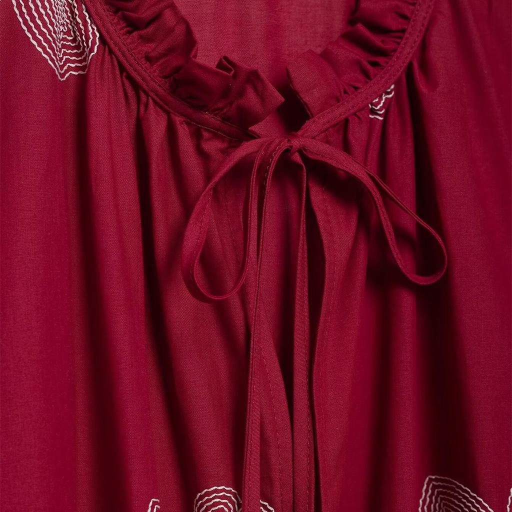 2025 Spring Women's Embroidered Long-Sleeve Round Neck Shirt