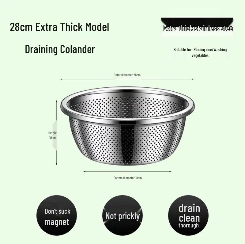ZISIZ Food-Grade Draining Stainless Steel Basin