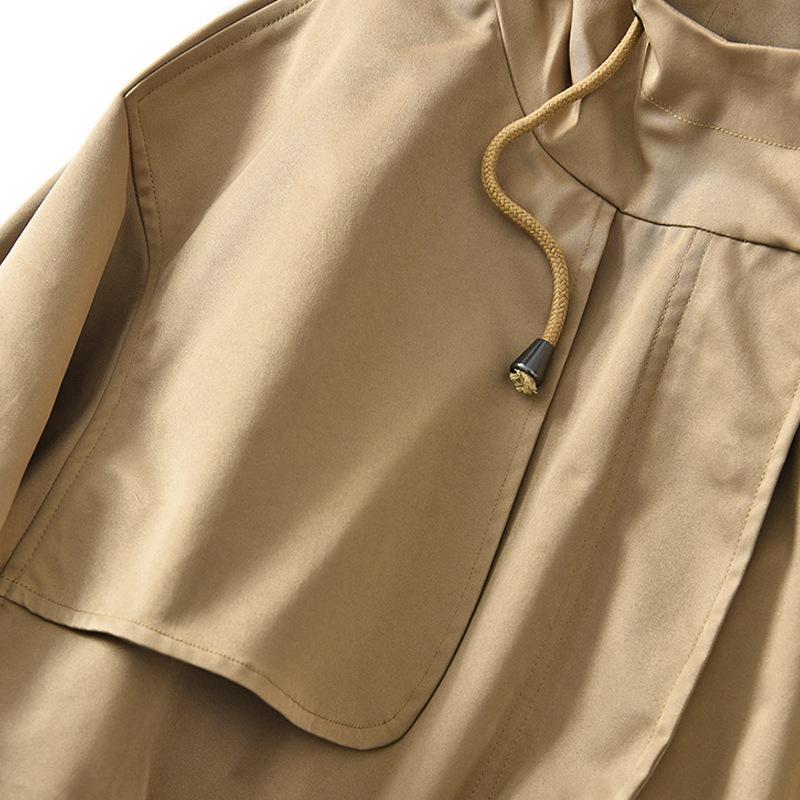 Design Hooded Trench Coat Women's, Spring and Autumn Women's, Short Small Khaki Spring and Autumn Coat Women's Clothing