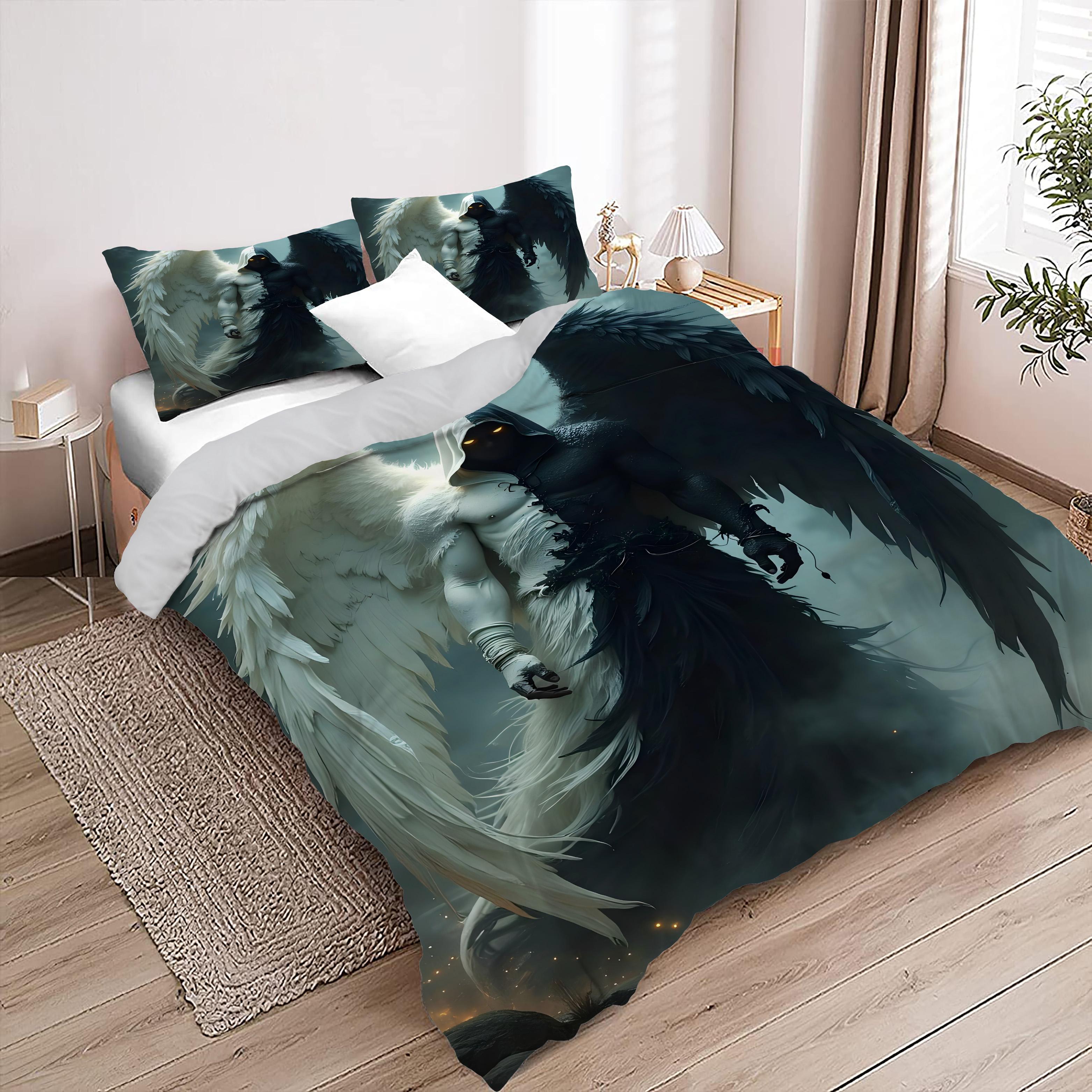 

Devil Angel Pattern 3D Printed Quilt Cover Elegant Fantasy Cool Style Duvet Cover Set Soft Comfortable Bedding Set Pillowcases 135x200cm 2pcs