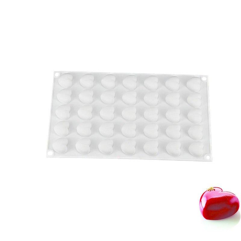 35 Holes Hearts Shape Mousse Mold 3D Cake Silicone Molds for Cake Mousse Dessert Decor Tool