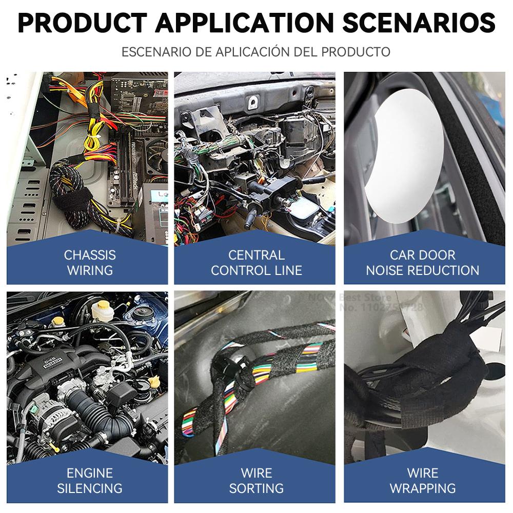 Taśma samochodowa do wiązek przewodów, wodoodporna, izolacyjna, odporna na ciepło, czarna, samoprzylepna taśma materiałowa
