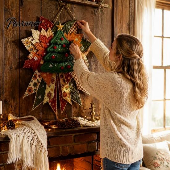 Weihnachts-Türhänger Kunstprojekt DIY Gesteppte Schleife Nähen Bastelset, Vorgeschnittene Patchwork-Lernbastelsets für Schulset, Feiertags-Wand
