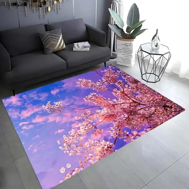 Cherry Blossom Landscape Pattern Floor Mat Door Front Decoration Home Living Room Floor Mat
