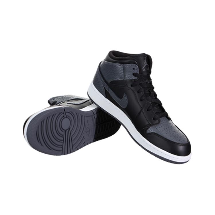 Jordan 1 Retro Mid GS Black Dark Grey 554725-041