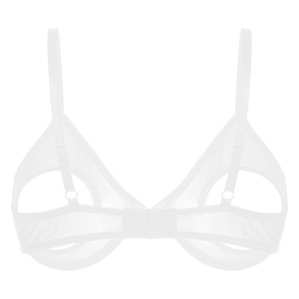 Soutien-gorge pour femme en maille transparente avec armatures Design ouvert ajouré Bretelles réglables Lingerie Brassière