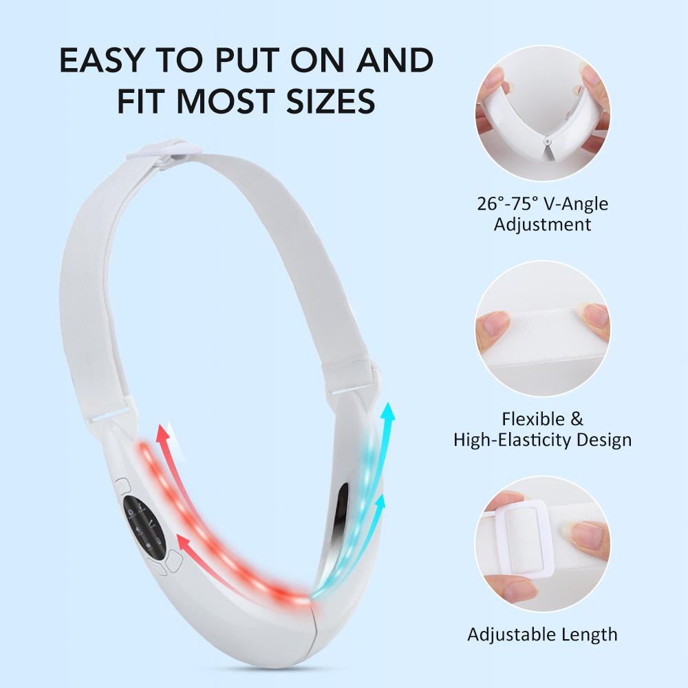 Rechargeable V Face Massager 5-Modes Facial Microcurrents Face Lifting Slimming Machine Skin Care Belt EMS Double Chin Reducer