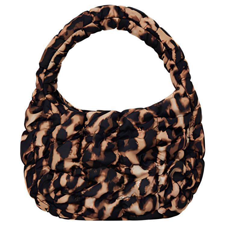COS Quilted Texture Zipper Fingertip Polyester Cloud Bag Tote Small Women bags Brown Leopard-Print 1171064041 Leopard Print Brown,Small